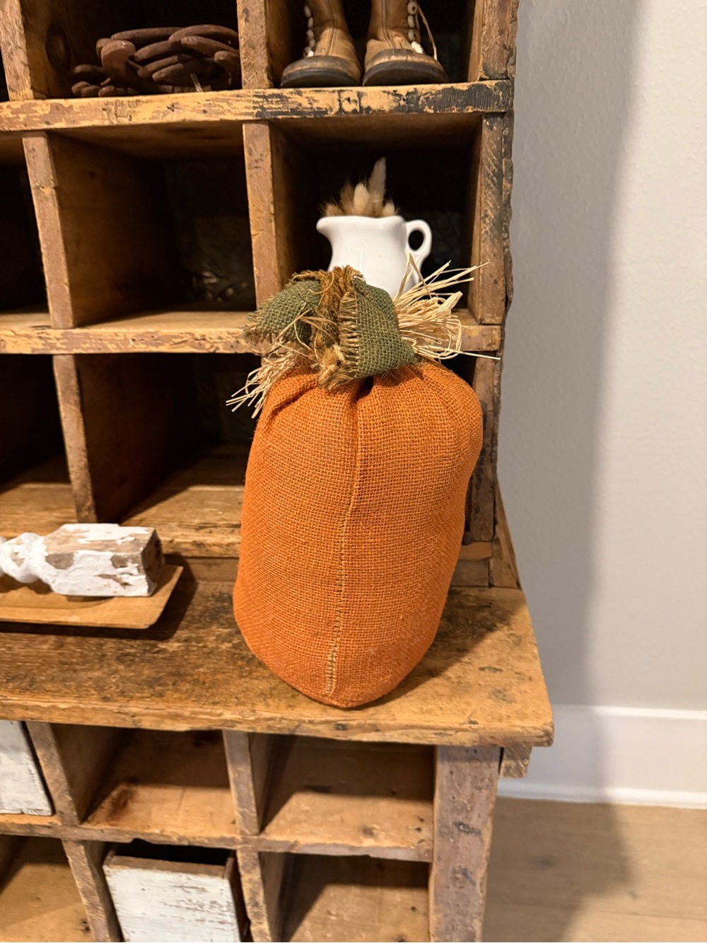 Handmade Jack-O'-Lantern Burlap Pumpkin Decoration - Orange & Black - Picture 14 of 14